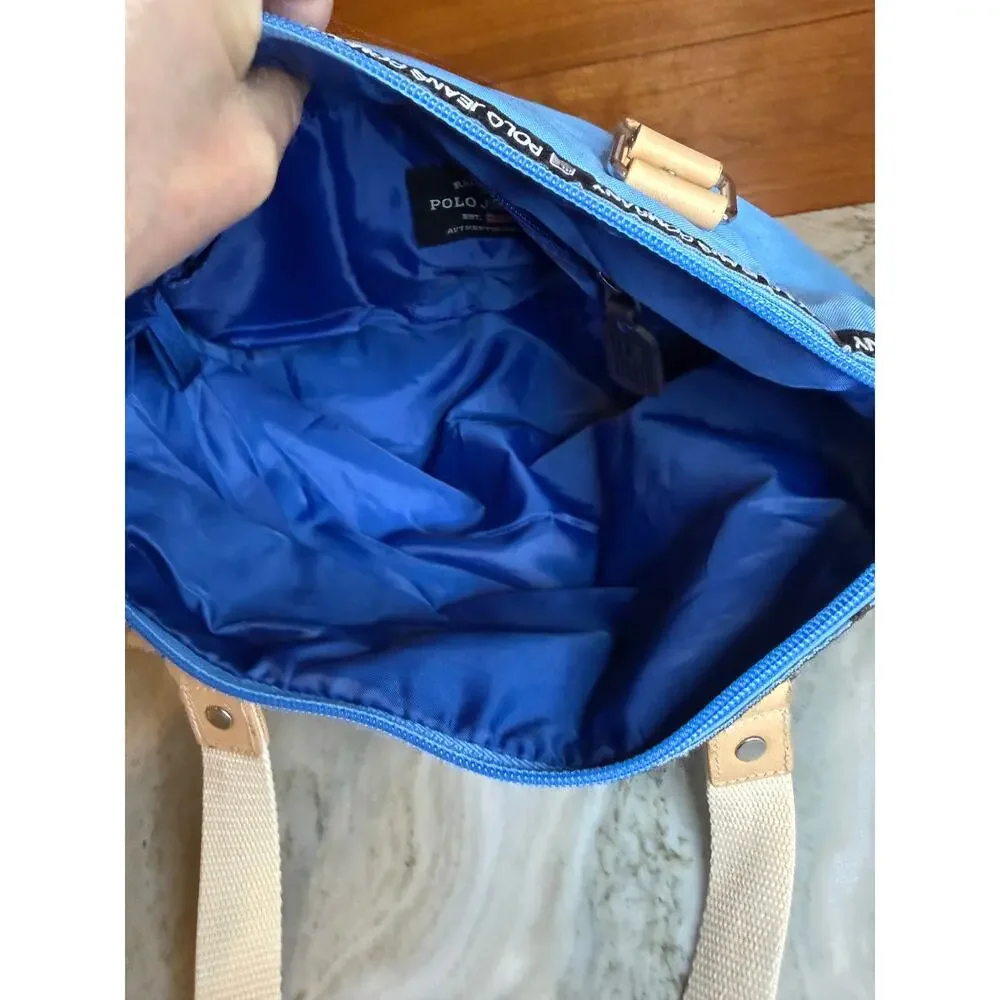 Vintage Y2K Polo Jeans Company Nylon Top Handle Bag Blue